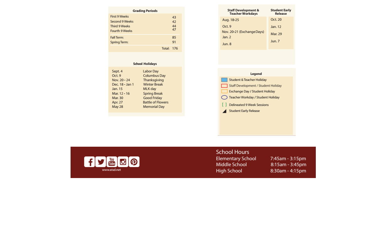 District School Academic Calendar Key for Bexar Co J J A E P