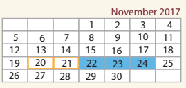 District School Academic Calendar for Van Zandt Ssa for November 2017