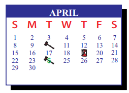 District School Academic Calendar for J J A E P for April 2018