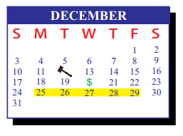District School Academic Calendar for De La Vina Elementary for December 2017