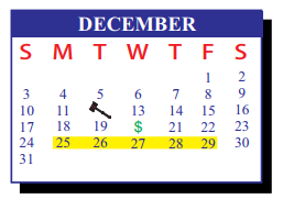 District School Academic Calendar for J J A E P for December 2017