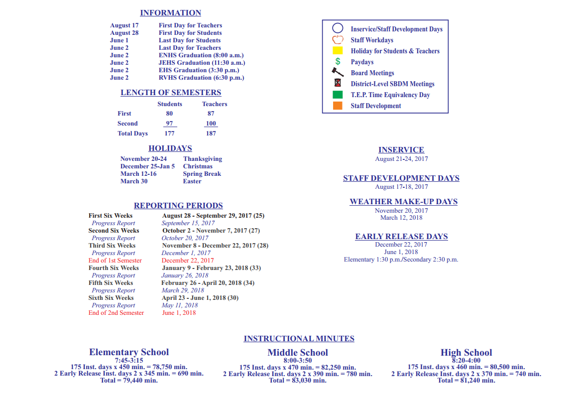 District School Academic Calendar Key for De La Vina Elementary