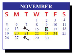 District School Academic Calendar for De La Vina Elementary for November 2017