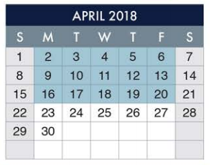 District School Academic Calendar for Houston About Face Elementary for April 2018