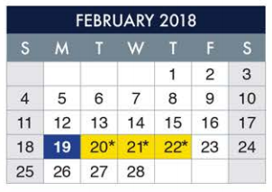 District School Academic Calendar for E-2 Central NE El Don't Use for February 2018