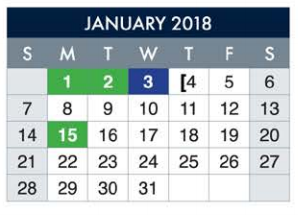 District School Academic Calendar for School-age Parent Ctr for January 2018
