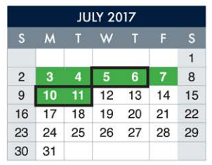 District School Academic Calendar for Clendenin Elementary for July 2017