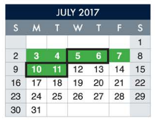 District School Academic Calendar for Coronado High School for July 2017