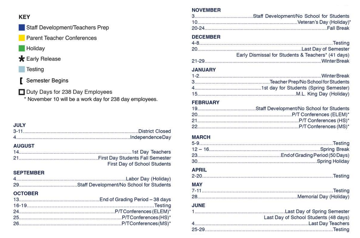 District School Academic Calendar Key for Douglass Elementary