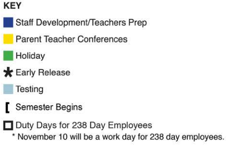 District School Academic Calendar Legend for E-2 Central NE El Don't Use