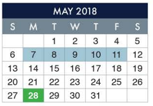 District School Academic Calendar for Wiggs Middle for May 2018