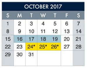 District School Academic Calendar for Guillen Middle for October 2017