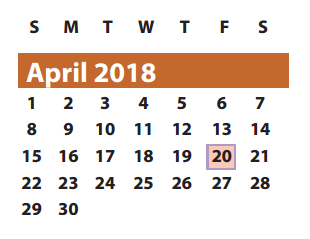 District School Academic Calendar for Austin Parkway Elementary School for April 2018