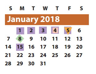 District School Academic Calendar for Brazos Bend Elementary School for January 2018