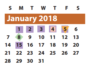 District School Academic Calendar for Settlers Way Elementary for January 2018