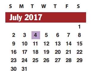 District School Academic Calendar for Walker Station Elementary for July 2017