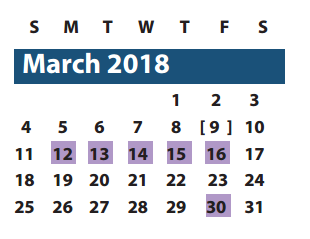 District School Academic Calendar for Jones Elementary for March 2018
