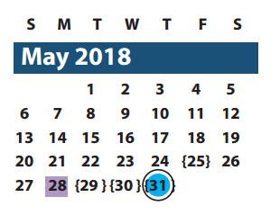 District School Academic Calendar for Jones Elementary for May 2018