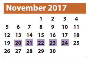District School Academic Calendar for Holley Elementary for November 2017