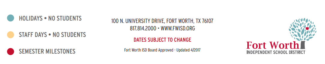 District School Academic Calendar Key for Worth Heights Elementary