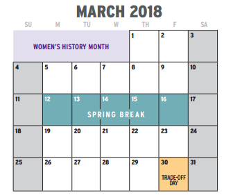 District School Academic Calendar for Worth Heights Elementary for March 2018