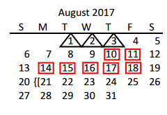 District School Academic Calendar for Bledsoe Elementary for August 2017