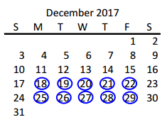 District School Academic Calendar for Anderson Elementary for December 2017