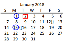 District School Academic Calendar for Borchardt Elementary for January 2018