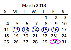 District School Academic Calendar for Pioneer Heritage Middle School for March 2018