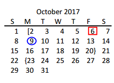 District School Academic Calendar for Anderson Elementary for October 2017