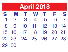 District School Academic Calendar for Cobb 6th Grade Campus for April 2018