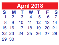 District School Academic Calendar for Normandy Crossing Elementary for April 2018