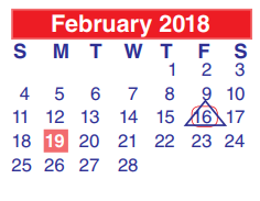 District School Academic Calendar for North Shore Senior High for February 2018