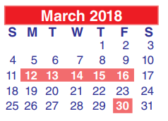 District School Academic Calendar for Cobb 6th Grade Campus for March 2018
