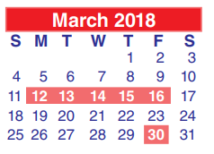 District School Academic Calendar for Galena Park High School for March 2018