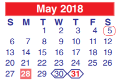 District School Academic Calendar for Cloverleaf Elementary for May 2018