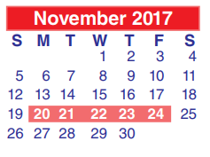 District School Academic Calendar for North Shore Senior High for November 2017