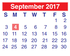 District School Academic Calendar for Cimarron Elementary for September 2017