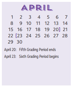 District School Academic Calendar for Coop Behavioral Ctr for April 2018