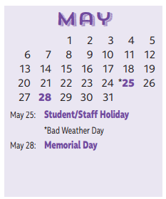 District School Academic Calendar for Sellers Middle for May 2018