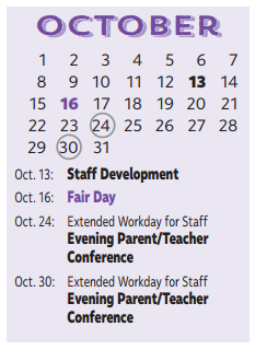District School Academic Calendar for Southgate Elementary for October 2017