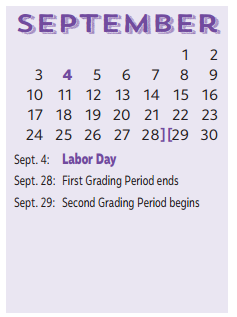 District School Academic Calendar for Southgate Elementary for September 2017