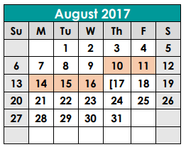 District School Academic Calendar for Pickett Elementary School for August 2017