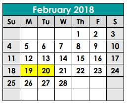 District School Academic Calendar for Frost Elementary School for February 2018