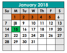 District School Academic Calendar for Mccoy Elementary School for January 2018