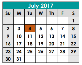 District School Academic Calendar for Ford Elementary School for July 2017