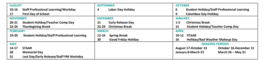 District School Academic Calendar Key for Williams Elementary School