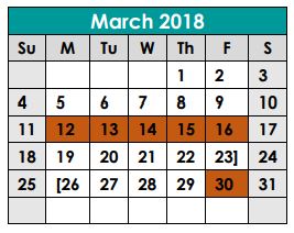 District School Academic Calendar for Georgetown Alter Prog for March 2018