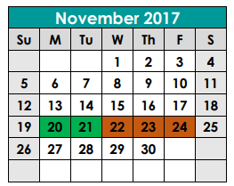 District School Academic Calendar for Williams Elementary School for November 2017