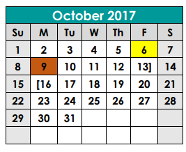District School Academic Calendar for Georgetown 9th Grade for October 2017